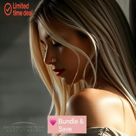 18k Gold Nose Hoop, 20 Gauge 5/16" Handmade Hypoallergenic Piercing - Picture 4 of 8